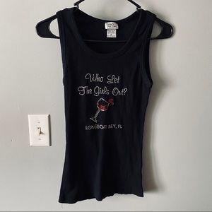 Isaac’s Designs rhinestone black tank top